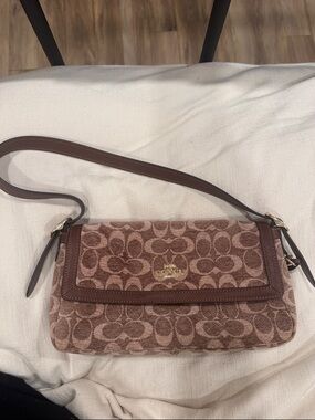 Coach Small Etta Flap Should Bag in light chenille